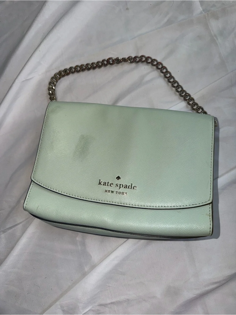 kate spade Mint Green Leather Shoulder Bag with Chain